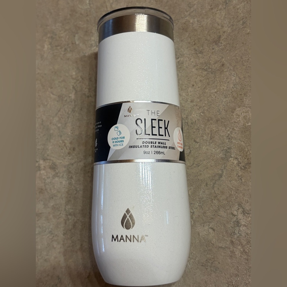 Manna Stylish White and Silver Insulated Tumbler